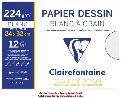 Clairefontaine Zeichenpapier 'Blanc à Grain', 240 x 320 mm