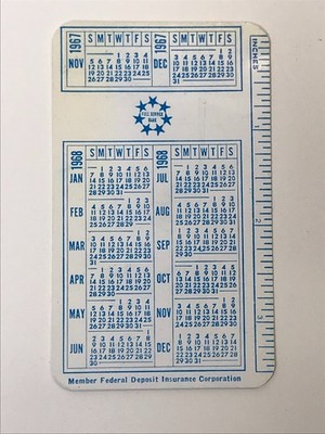 PC1893 Vtg Pocket Calendar 1968 City National Bank & Trust Co