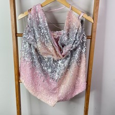 Showpo Playsuit Womens 18 Pink Sequins Sleeveless Faux Wrap Strappy Party NWT