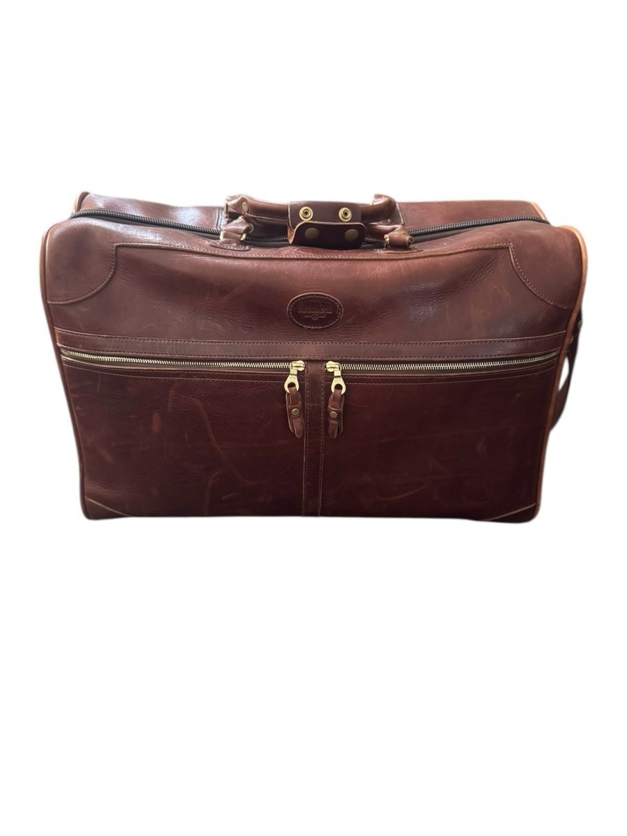 JW Hulme Leather Carry on Luggage Bag Rare Vintage
