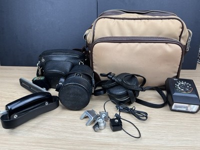 Asahi Pentax SV 35mm Film Camera Kit   Super-Takumar Lenses Bag Flash Meter