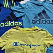 Lot of 3 Adidas Hoodie Long Short Sleeve Shirts Champion Youth Medium Soccer Boy