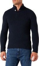 Schott NYC Men's Ploutrider4 Button Sweater  Wool Navy Size L NEW