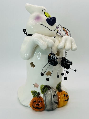 Blue Sky Clayworks Ghosties Tricks Ghost & Spiders Candle Holder Halloween Gift - Picture 13 of 14