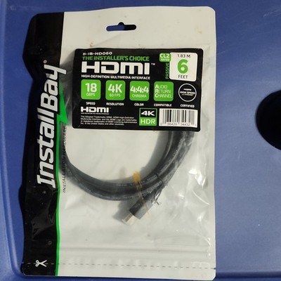 InstallBay 6 ft HDMI Cable High Speed 4K HDR Audio Return Channel Ethernet Black