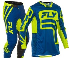 Fly MX Lite Lancer Motocross Off Road Enduro Kit Combo - Navy Yellow LAST SIZE 3