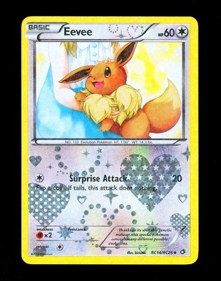2013 eevee pokemon card value 2013 Pokemon EEVEE Legendary Treasures RADIANT COLLECTION Holo Card  RC14/RC25 EX