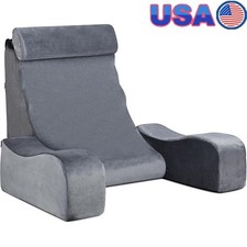 Reading Pillow for Sitting in Bed Back Support Pillow with Arm Rest Gray