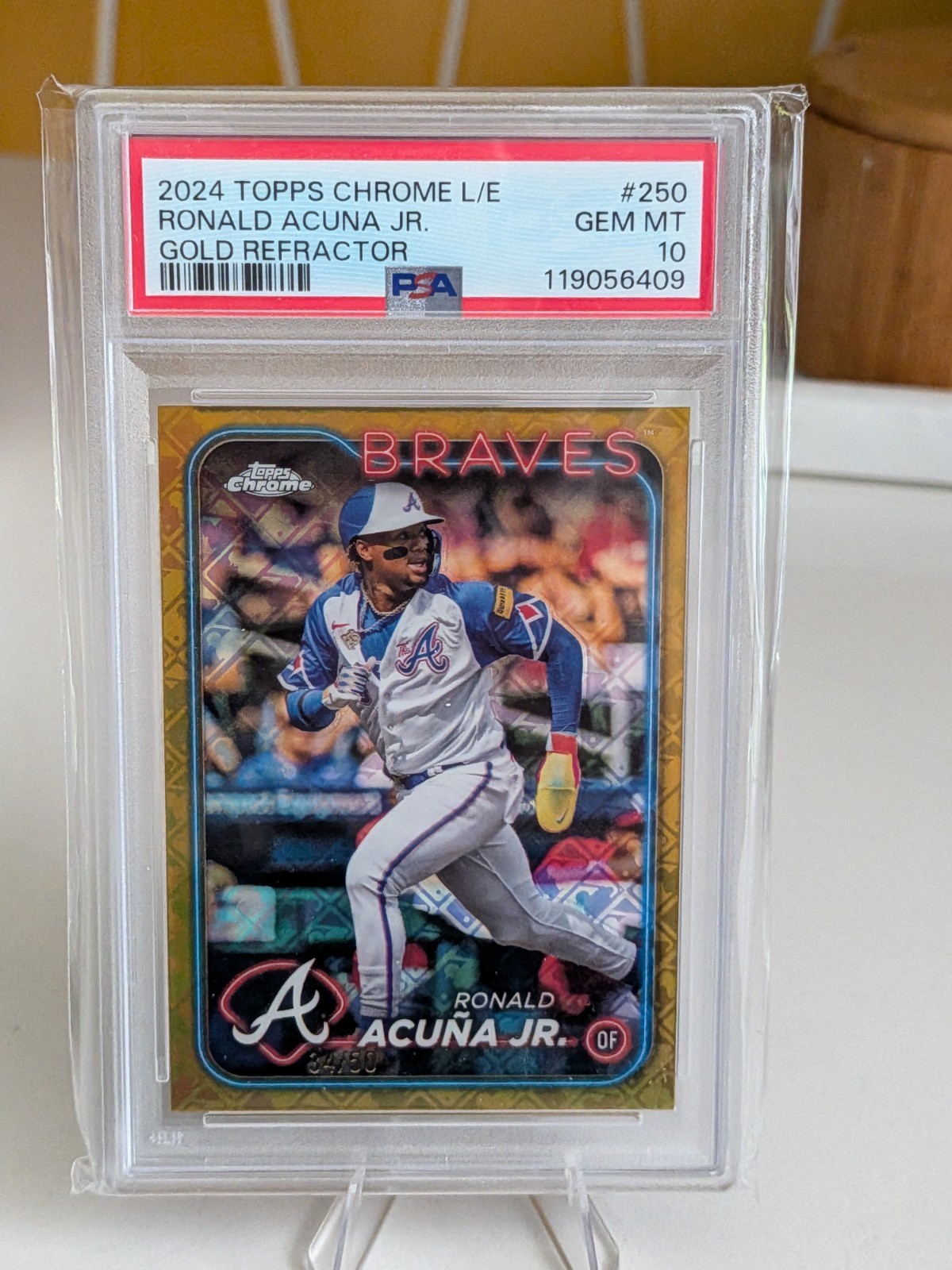 2024 Topps Chrome Logofractor Ronald Acuna Jr. Gold Refractor /50 PSA 10