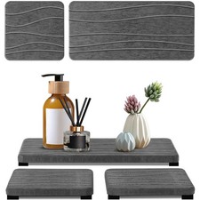 3PCS Water Absorbing Stone Tray, Fast Drying Stone Sink Tray, Stones Soap Tra...