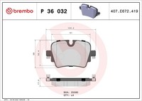 Brembo Bremsbelagsatz Scheibenbremse Prime P 36 032 FüR Jaguar X152 XJ Type X351