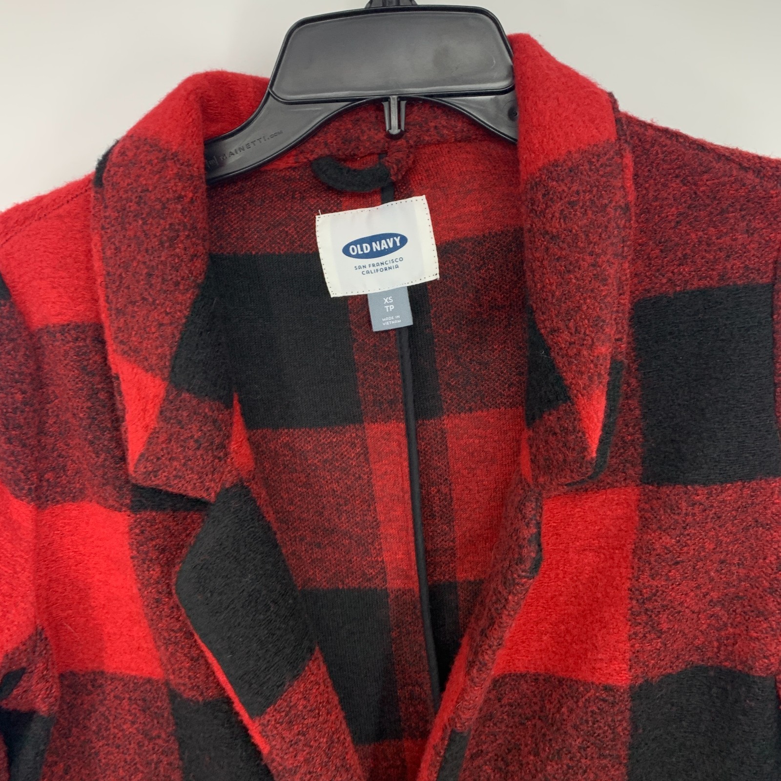 Old Navy Coat Womens Size XS Buffalo Plaid Red Black Flannel Single Button