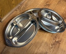 Three 3 MR. CHOU Baby Toddler Divided Stainless Steel Suction Plates