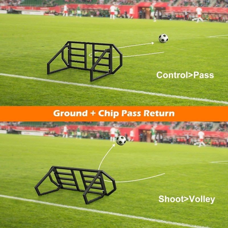 2 Adjustable Angles Soccer Rebounder Board for Ball Passing & Reaction Training