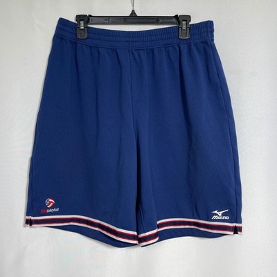 USA Volleyball Mizuno Blue Mesh Athletic Striped Shorts Men's 2XO