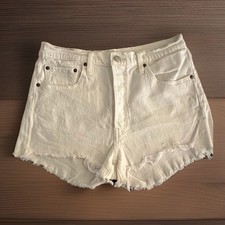 Levi's 501 White Mini Cutoff Shorts W31 Raw Hem Daisy Duke Festival Y2K Denim