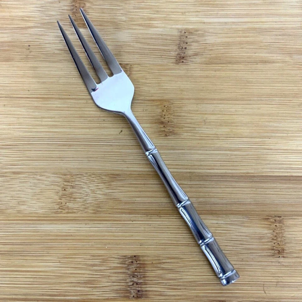 Lifetime Cutlery IC Bamboo Set of 4 Salad Forks Stainless Steel Flatware Japan - Image 2 of 4