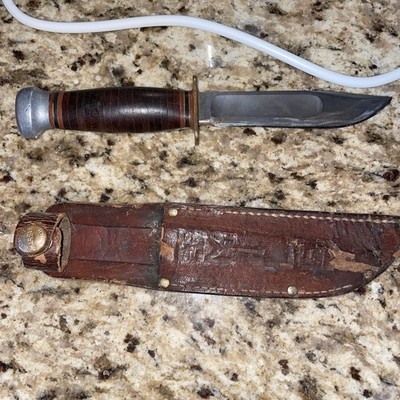 VINTAGE MARBLES GLADSTONE FIXED BLADE KNIFE WITH SHEATH