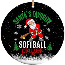2025 Christmas Ornament - Santa's Favorite Softball Player Ceramic Ornament, ...