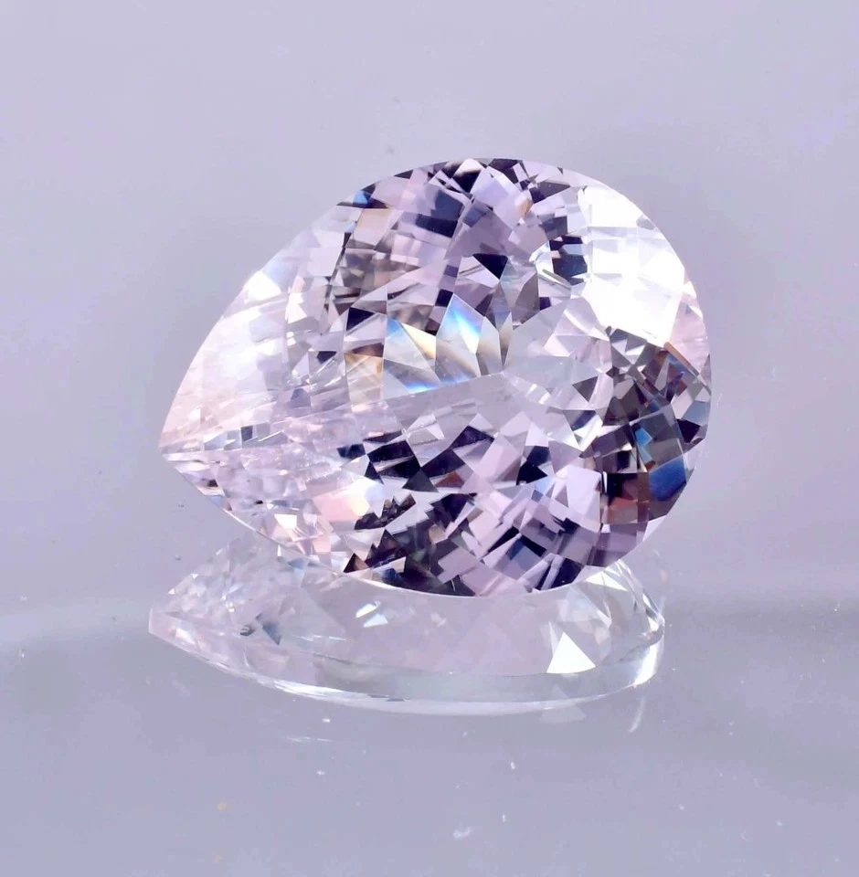 Zafiro blanco natural 55 quilates corte pera piedra preciosa suelta facetada certificada con regalo Foto 3 de 4