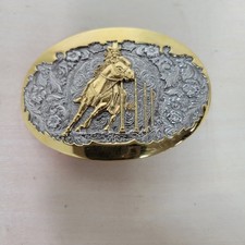 Equestrian Belt Buckle 24KGP Gold Plated Western Cowboy Cowgirl Horse