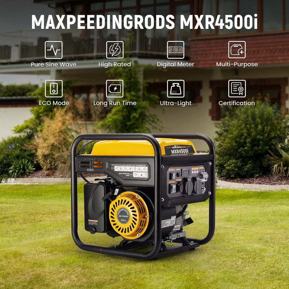 Inverter Generator 3.8KW Max Sine Wave Portable Petrol Digital Meter for Camping - Image 3 of 4