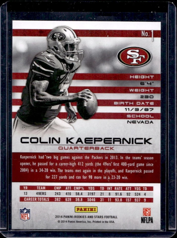 2014 Panini Rookies & Stars Colin Kaepernick Longevity Platinum #23/25 49ers - Image 2 of 2