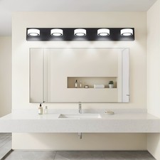 Vanity Light 37 inch Black LED 5-Lights Wall Sconce Over Bathroom Mirror Fixture