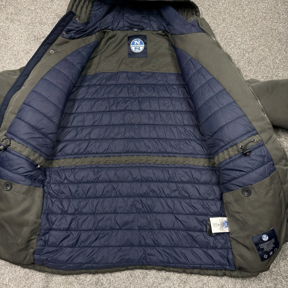 Chaqueta North Sails Hombres Grande Azul Abrigo Abombado Cálido Invierno Piel Pesada Parka con Capucha Foto 2 de 4
