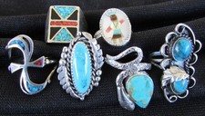 Sterling turquoise Southwest ring choice snake twist cross Indian double stone