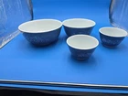 Lot Of 4 Colonial Mist Pyrex All Blue Mixing Bowl Set 401 X2 403 &404 Great Shap