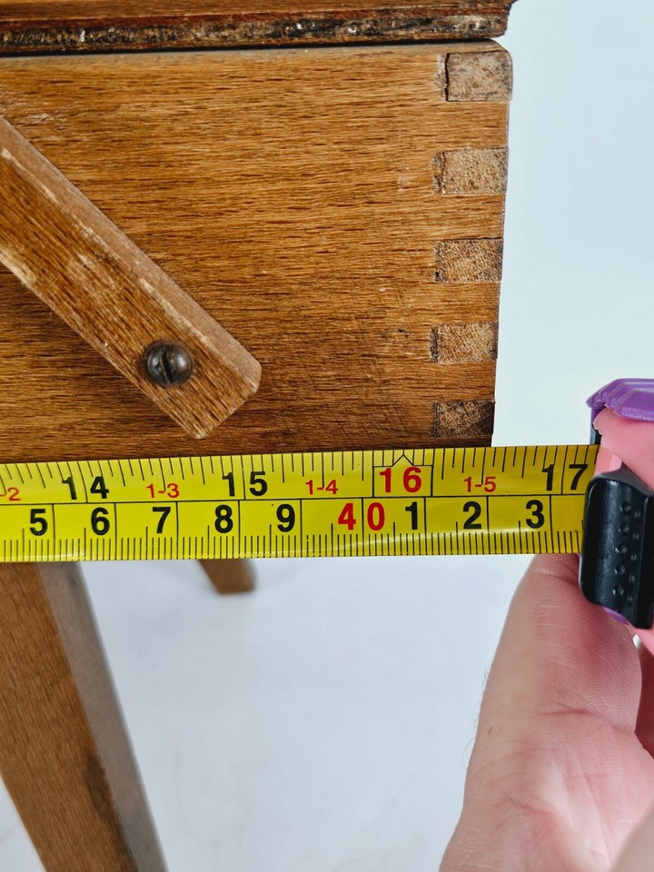 Wooden Cantilever Sewing Craft Jewellery Box on Legs Vintage Retro Mid