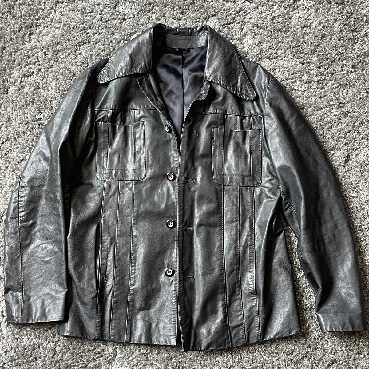 Vintage Henry Morell Leather Jacket Size “48 XL Women's Size 14” Black  “Men's L” | eBay