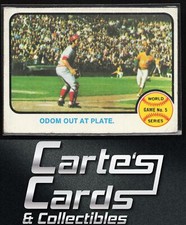 Johnny Bench Blue Moon Odom 1973 Topps #207 World Series Odom Out at Plate