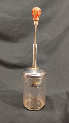 Vintage ACME Food Nut Chopper W/ 1 1/2 Cup Glass Measuring Jar &  Wood Knob