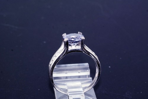 Syn Alexandrite CZ Sterling Silver Ring sz 8 - Picture 3 of 6