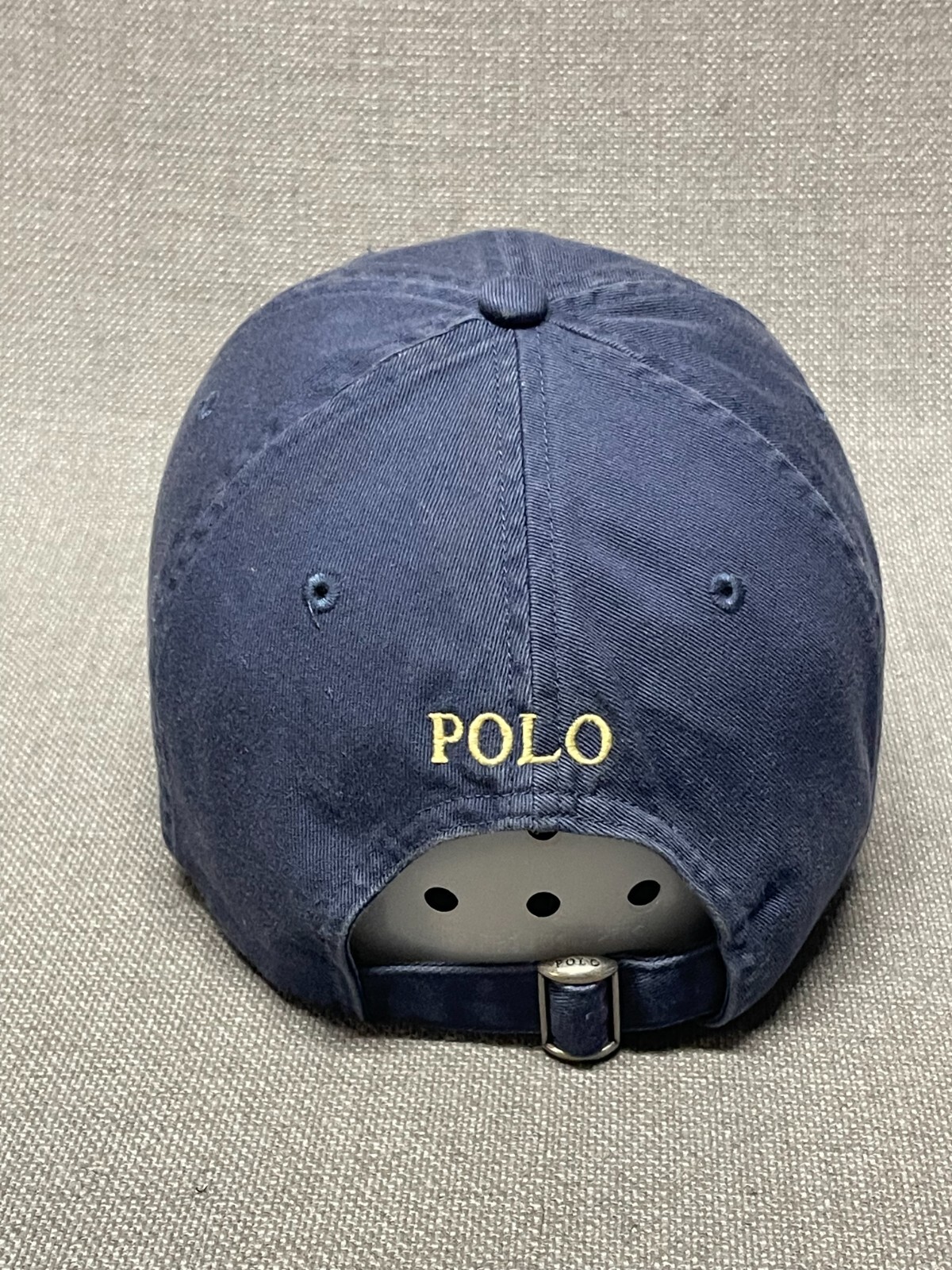 Cappello polo Ralph Lauren da uomo cinturino blu posteriore oro pony logo casual golf