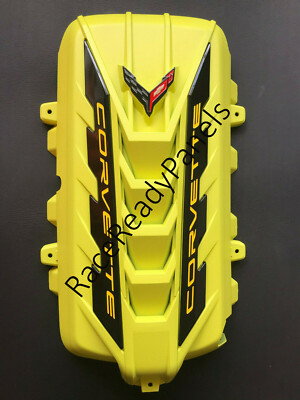 2020/25 CORVETTE C8 ENGINE COVER ACCELERATE YELLOW CARBON FIBER RAILS NEW OEM