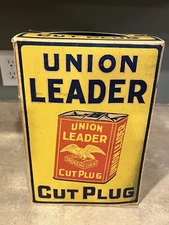 Vintage Store Display Cardboard Box Union Leader Cut Plug Tobacco 48 5 Cent Pack