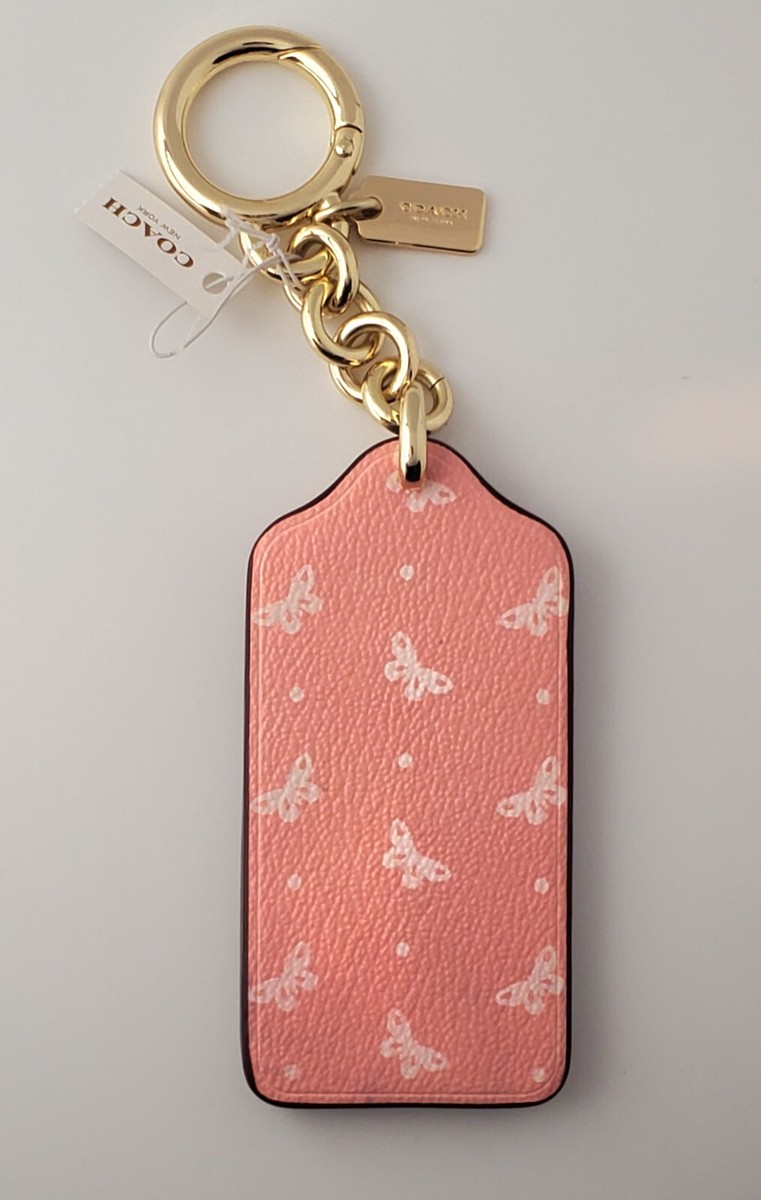 Coach Butterfly and Dot Leather Key Ring Blush Chalk F59863 | eBay