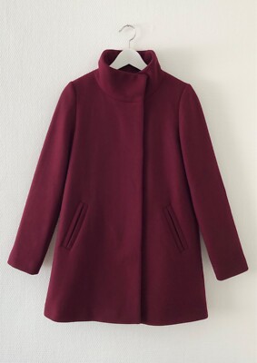 Hallhuber Wollmantel Mantel Wolle weinrot burgunder Übergang Frühling Jacke 34