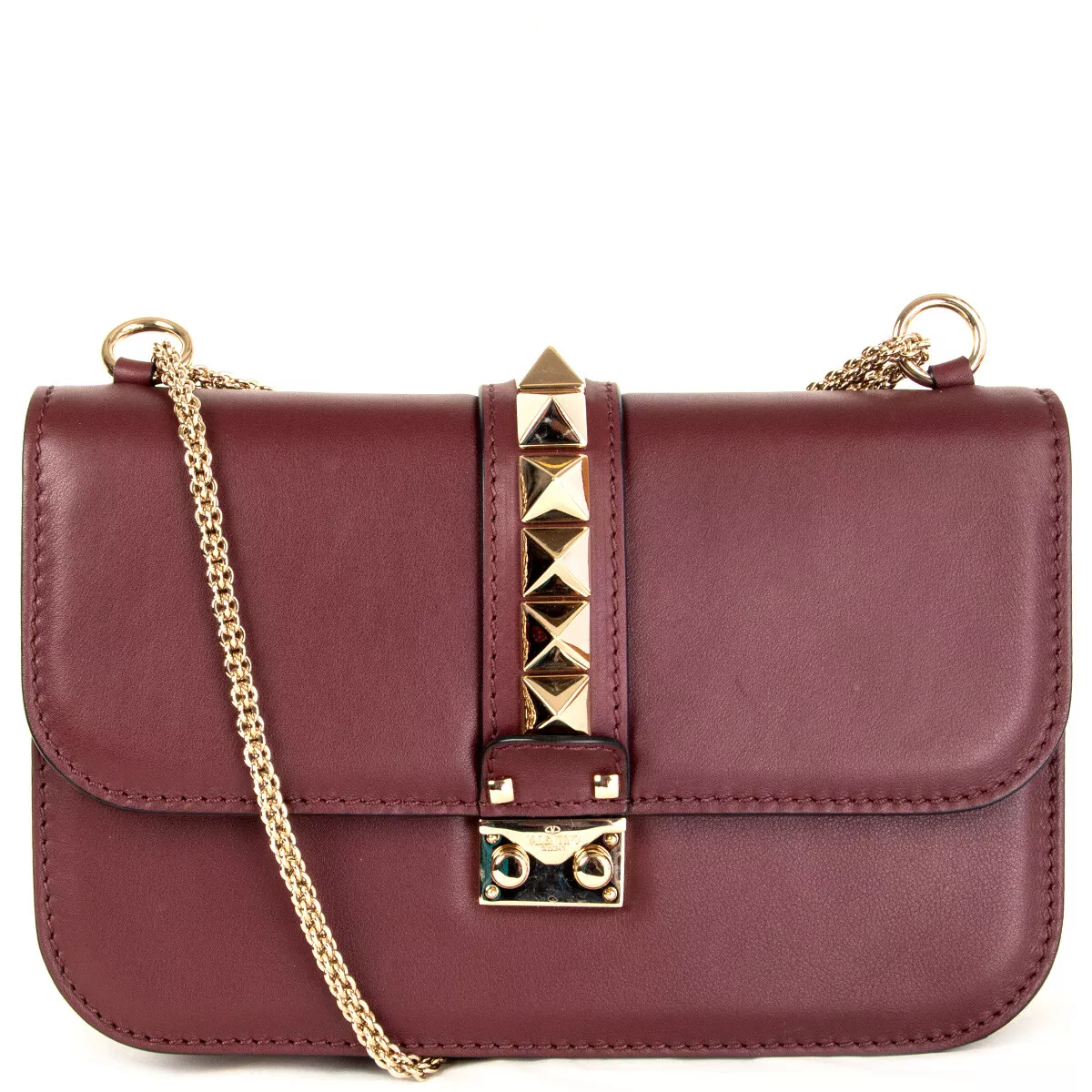 Valentino Garavani Women's 100% Leather Burgundy Rockstud Clutch Shoulder  Bag, Luxury Handbags in 2023