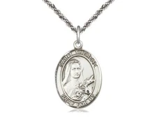 St Therese of Lisieux Medal 1" Sterling on a 20'' Sterling French Rope Chain