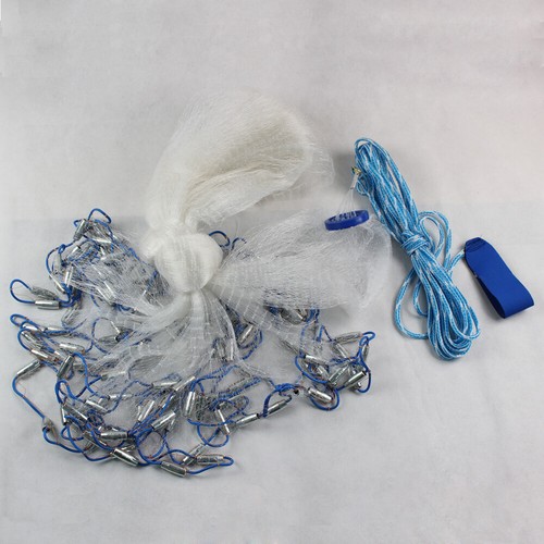 10ft/14ft/18ft/22ft Hand Cast Fishing Net Bait Net Twine +Steel Dense Line mesh - Afbeelding 2 van 53