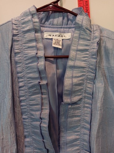 RAFAEL Sz 10 Sheen Light Lavender Long Sleeve Lined Ruffle Women Jacket - Picture 4 of 5