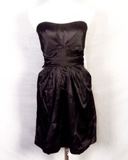NWT new Forever 21 Solid Black Satin Dress Sweetheart Party Club SZ L