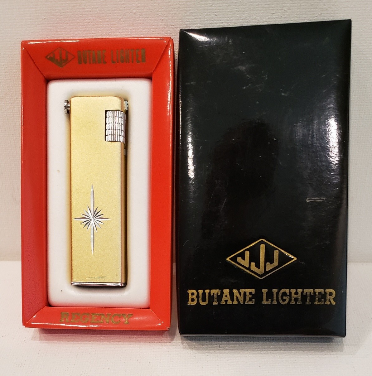 Vintage JJJ Butane Goldtone Lighter Japan with Original Box eBay