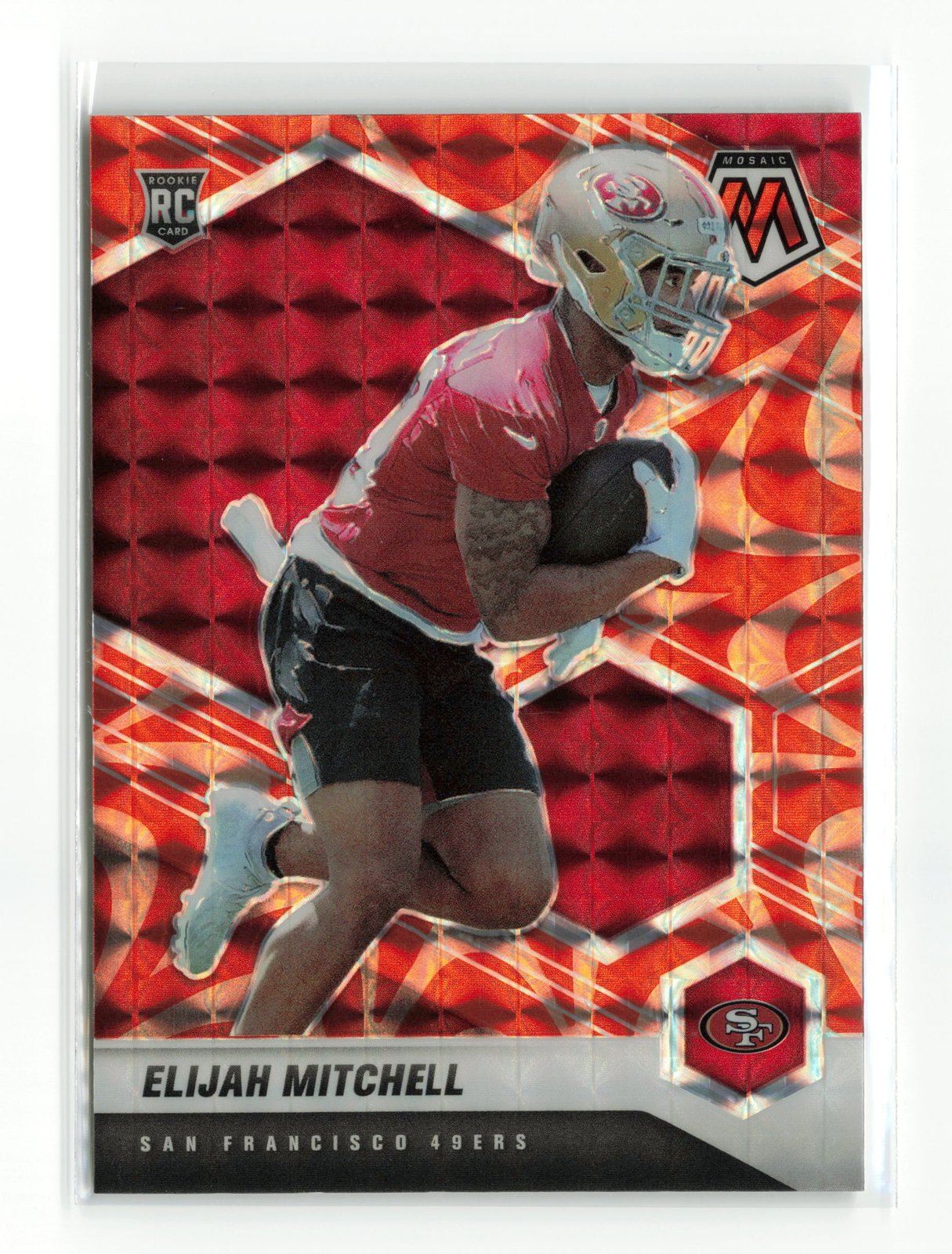 ELI MITCHELL #376 2021 PANINI MOSAIC 49ERS RC ORANGE