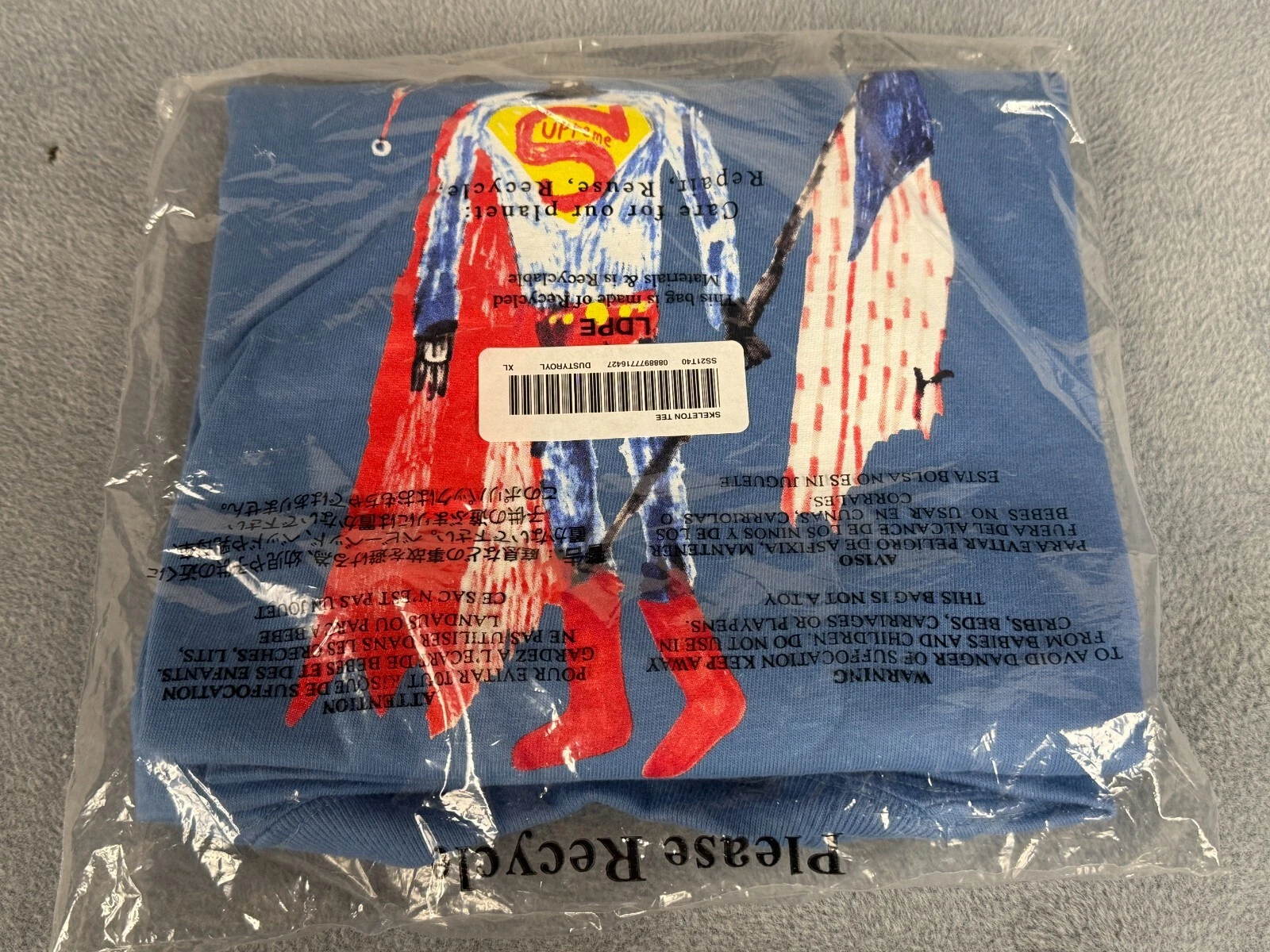 NEUF T shirt Supreme Squelette Dusty Light Royal SS 21 homme XL