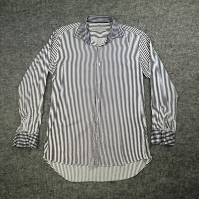 ETRO Shirt Mens 40 Blue Striped/Gingham Button Up Long Sleeve Casual Italy